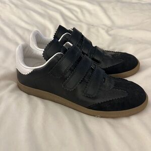 Isabel Marant Beth Leather Black and White Velcro Sneakers